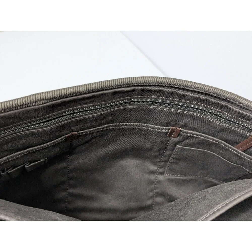 Fossil Estate City Gray Canvas Leather Accents Messenger Bag 12”x 9”